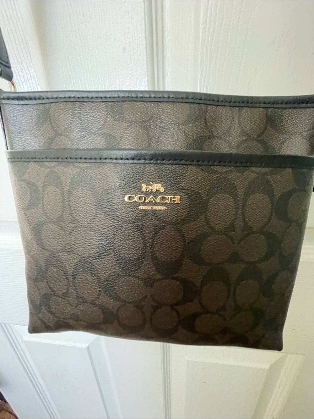 Coach Rowan Crossbody File Bag in Signature Canvas (Brown/Black)